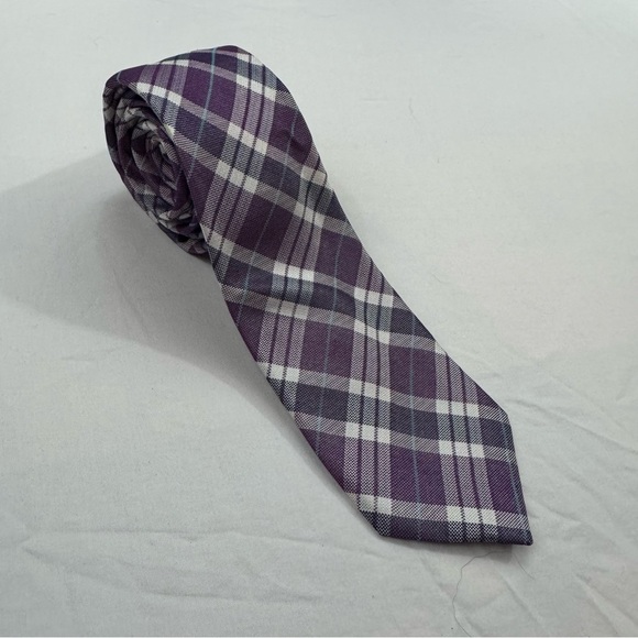 301.‎ Original Penguin Purple and White Plaid Tie - Picture 1 of 6